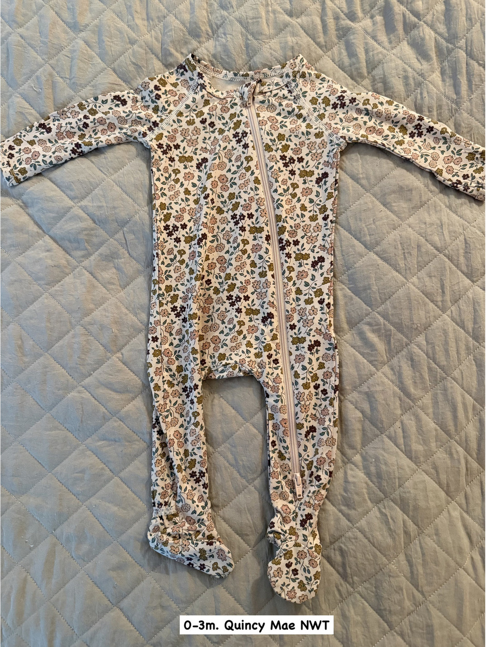 0-3m. Quincy Mae Floral Bamboo Sleeper Footie NWT
